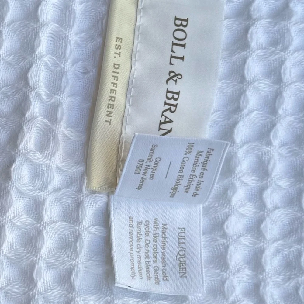 BOLL & BRANCH Waffle Organic Cotton Blanket White Waffle size Full/ Queen